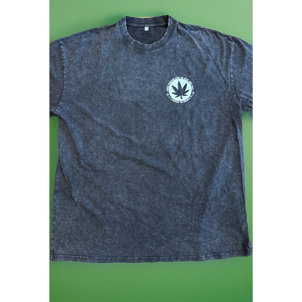 BIG & TALL MENS Graphic Design “Leaf” Black Distressed Size 2XL EUC